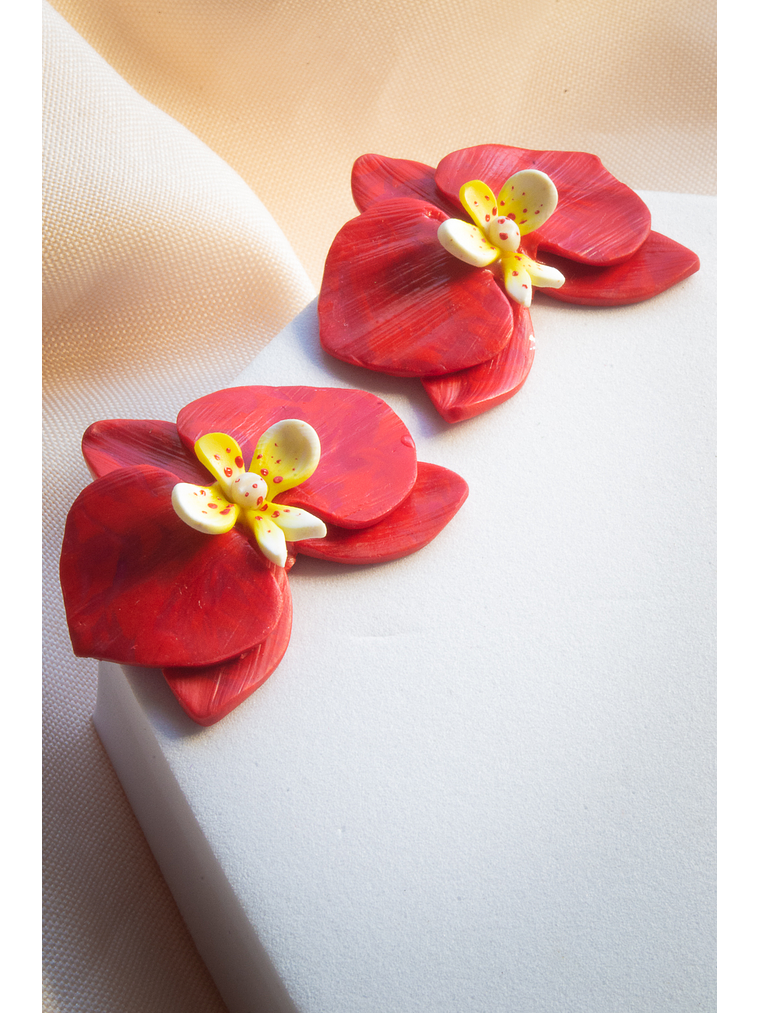 Aritos orquídeas rojas  2