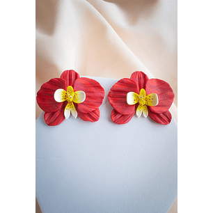 Aritos orquídea rojas 