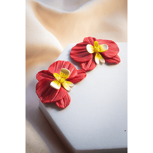 Aritos orquídea rojas 