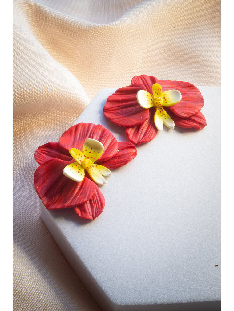 Aritos orquídea rojas  2