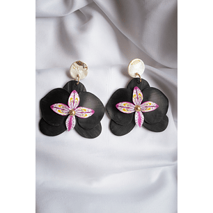 Aritos Orquídeas negras 