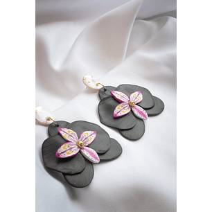 Aritos Orquídeas negras 