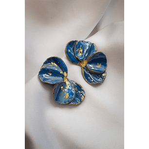 Aritos scrunchys azules con dorado