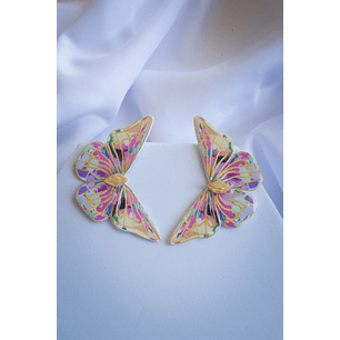 Aritos Mariposa Multicolor Dorada
