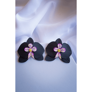 Aritos Orquídeas negras