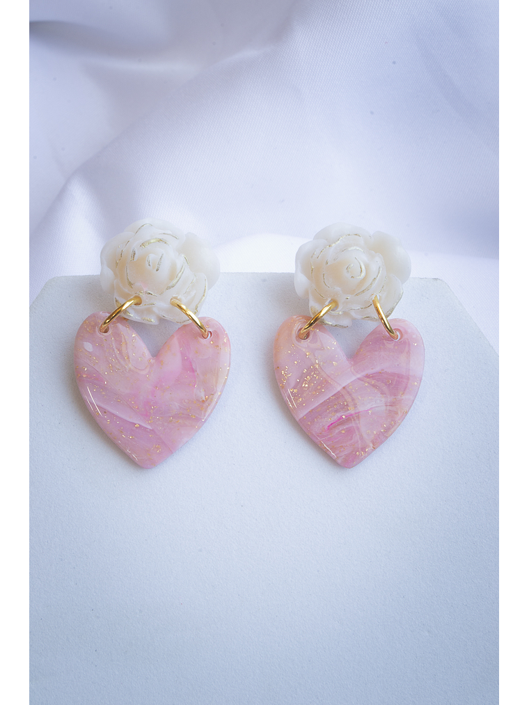 Aritos corazón con flor 1