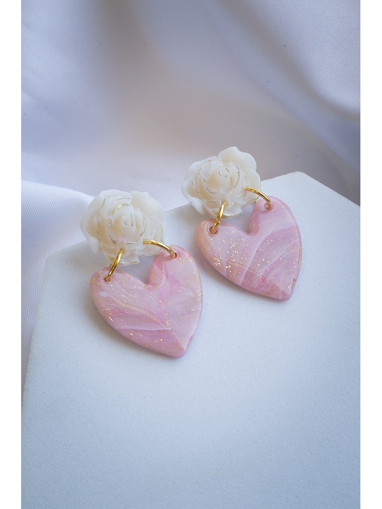 Aritos corazón con flor 2