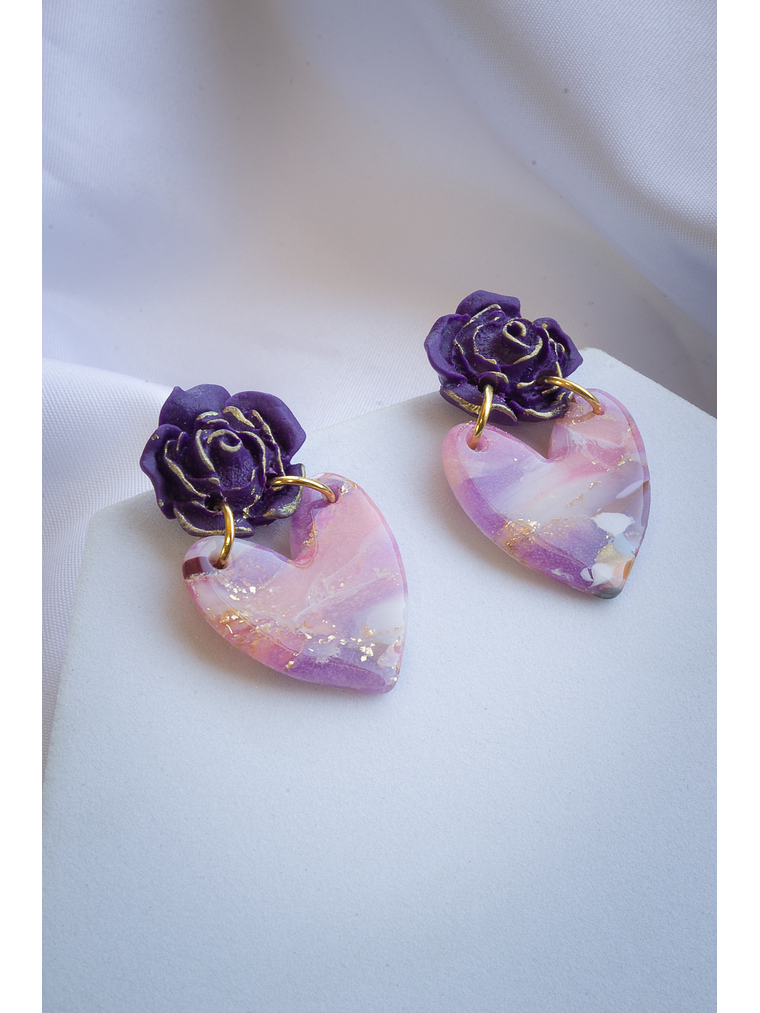 Aritos corazón con flor 2