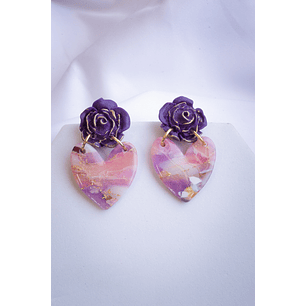 Aritos corazón con flor