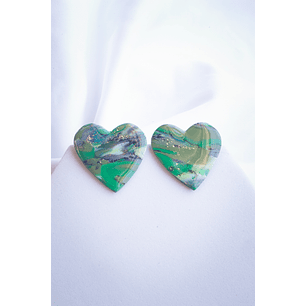 Aritos Corazones marmolados