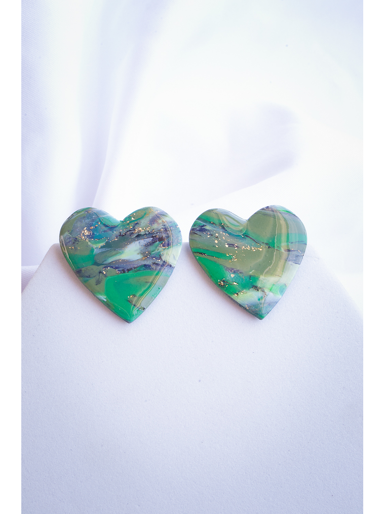 Aritos Corazones marmolados 1