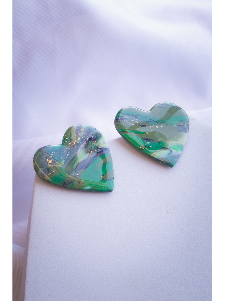 Aritos Corazones marmolados 2