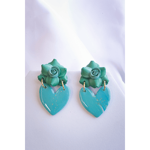 Aritos Corazon con Flor