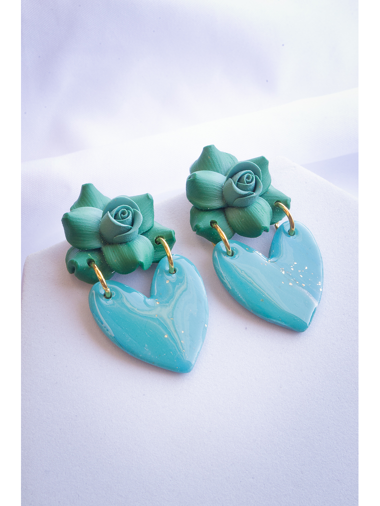 Aritos Corazon con Flor 2