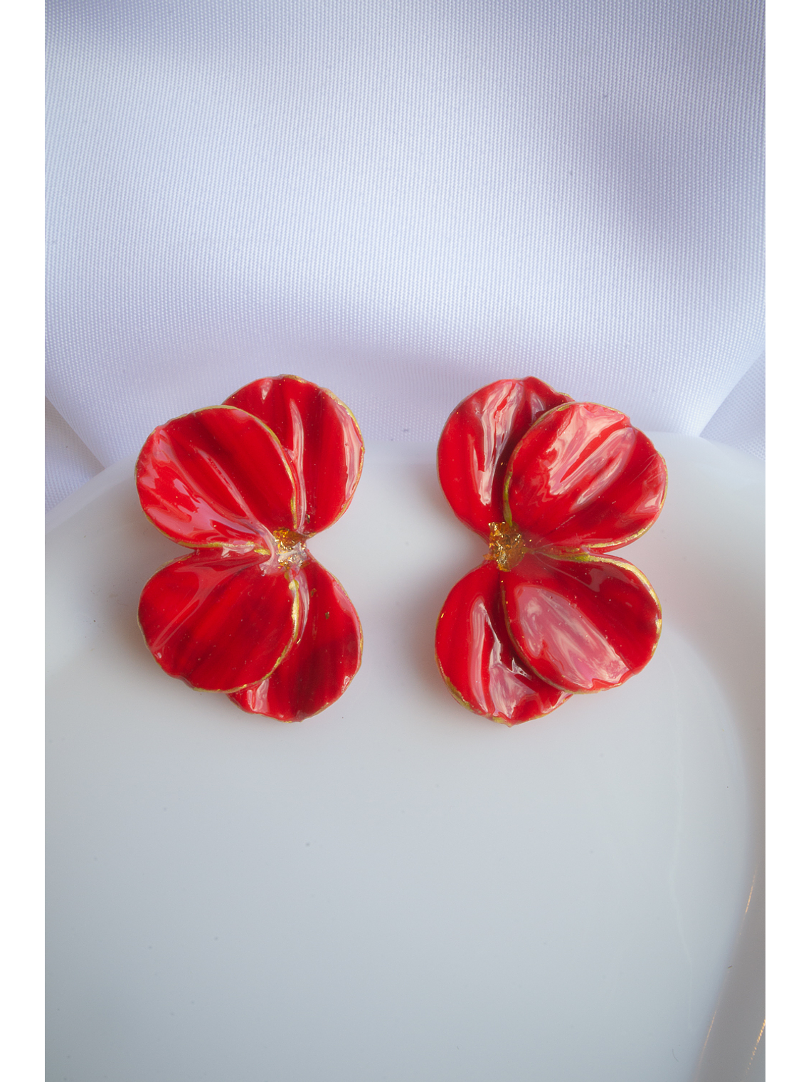 Aros de arcilla polimérica modelo Scrunchys Rojos con dorado 1