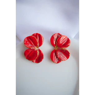 Aros de arcilla polimérica modelo Scrunchys Rojos con dorado