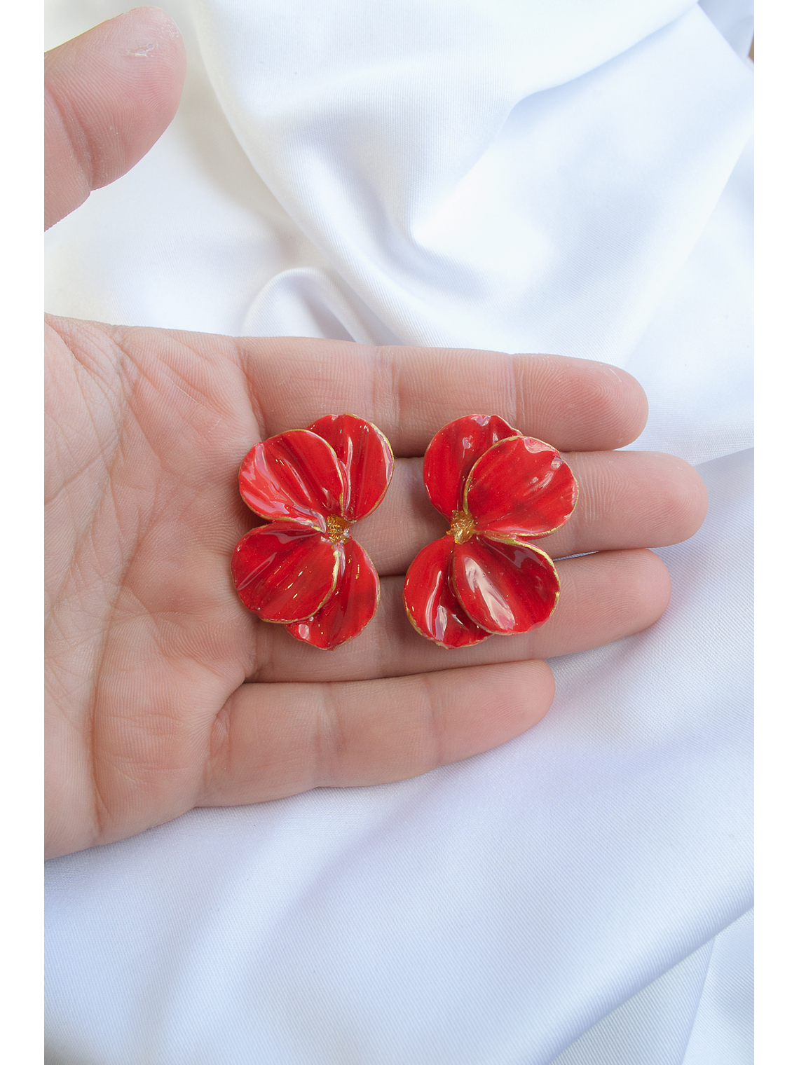 Aros de arcilla polimérica modelo Scrunchys Rojos con dorado 3