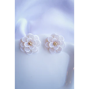 Flores blancas translúcidas Aros de arcilla polimérica 4cms