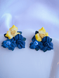 Aros de arcilla polimérica Ramo de flores azules y amarillas - Miniatura 2
