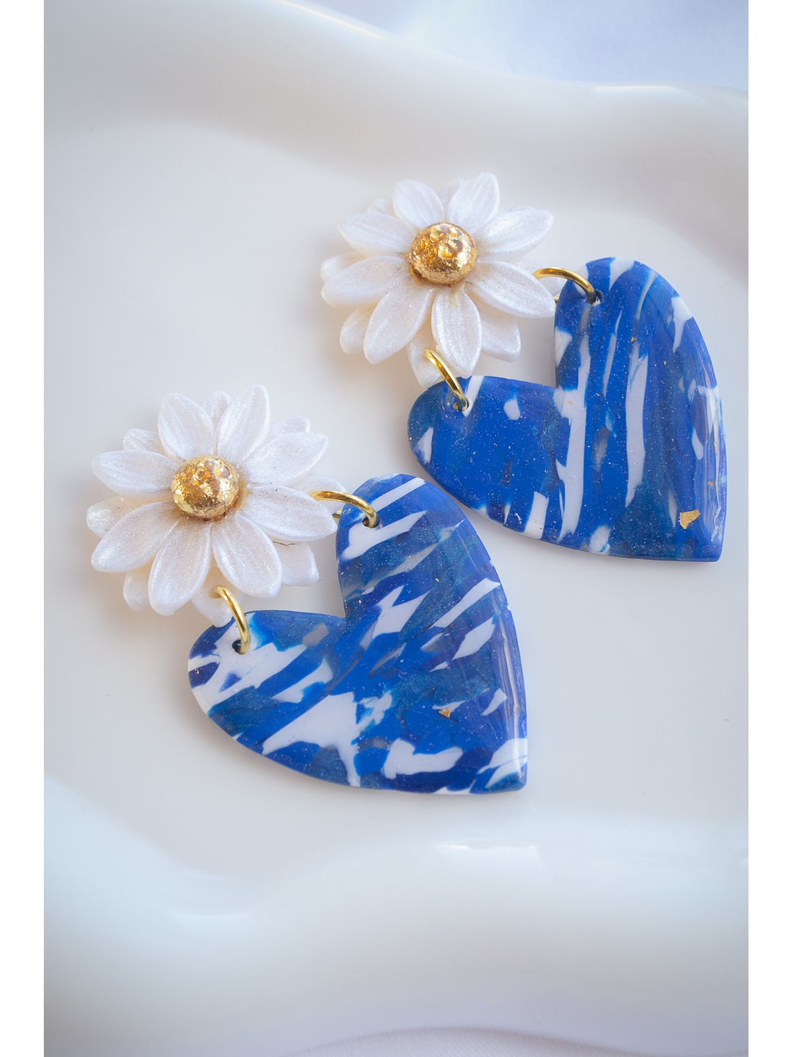 Aros de arcilla polimérica Corazon y Flor 2