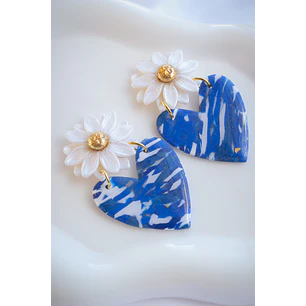 Aros de arcilla polimérica Corazon y Flor