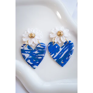 Aros de arcilla polimérica Corazon y Flor