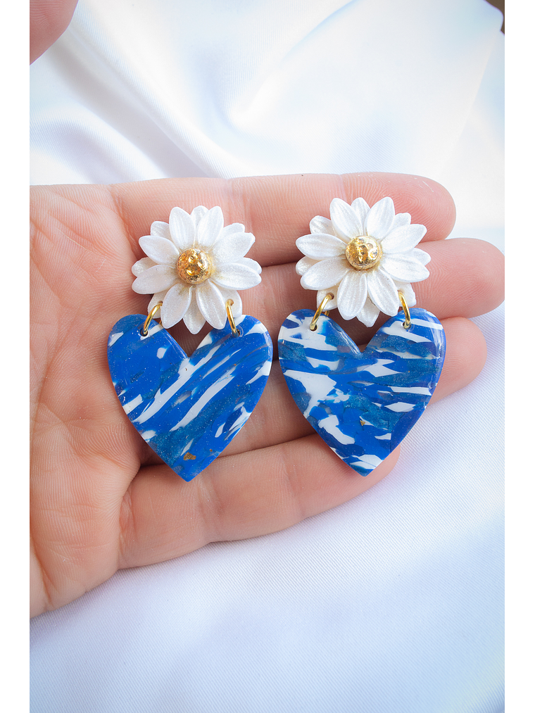 Aros de arcilla polimérica Corazon y Flor 3