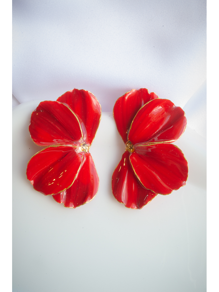 Aros de arcilla polimérica modelo Scrunchys Rojos con dorado 1