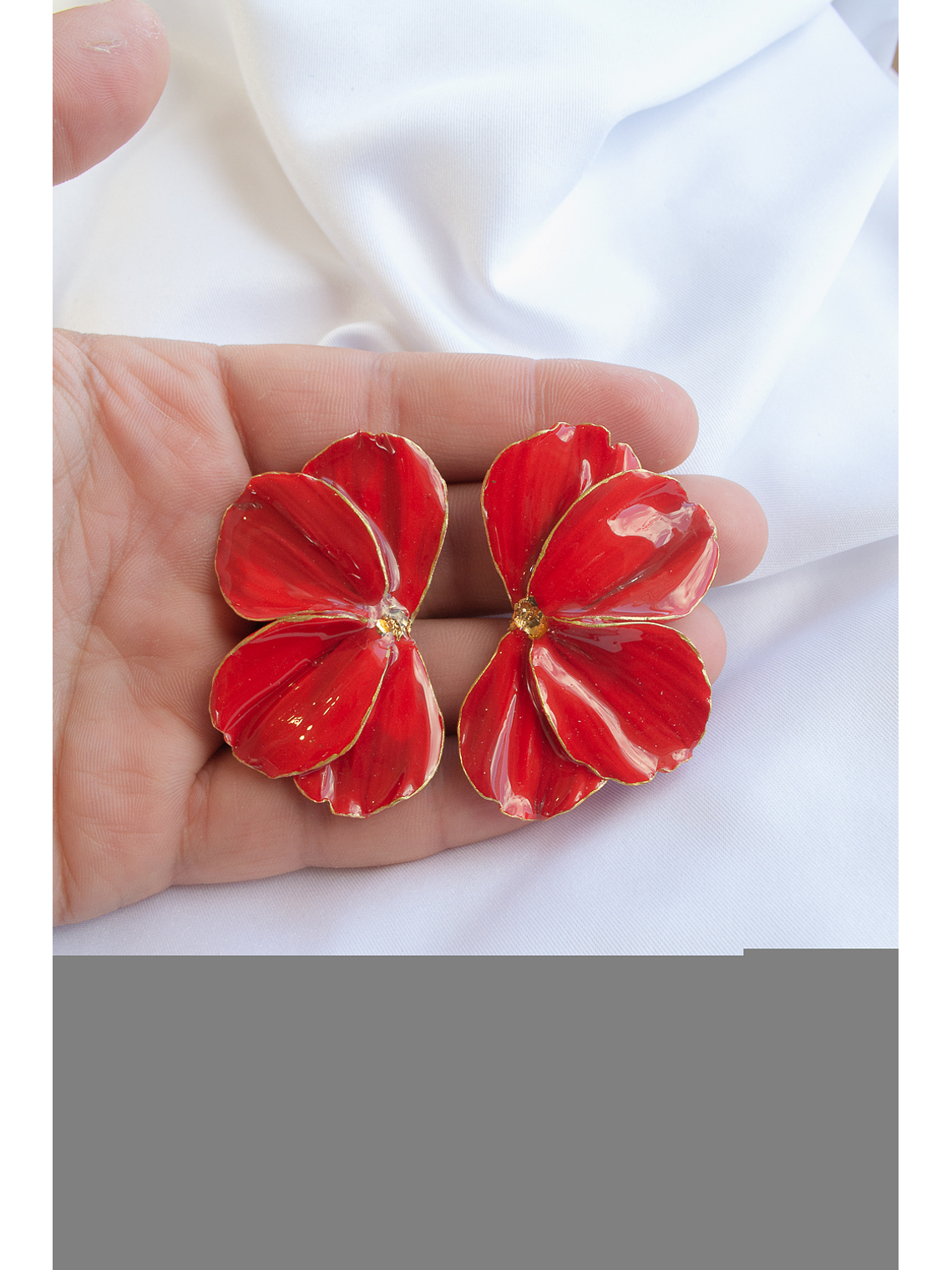 Aros de arcilla polimérica modelo Scrunchys Rojos con dorado 2