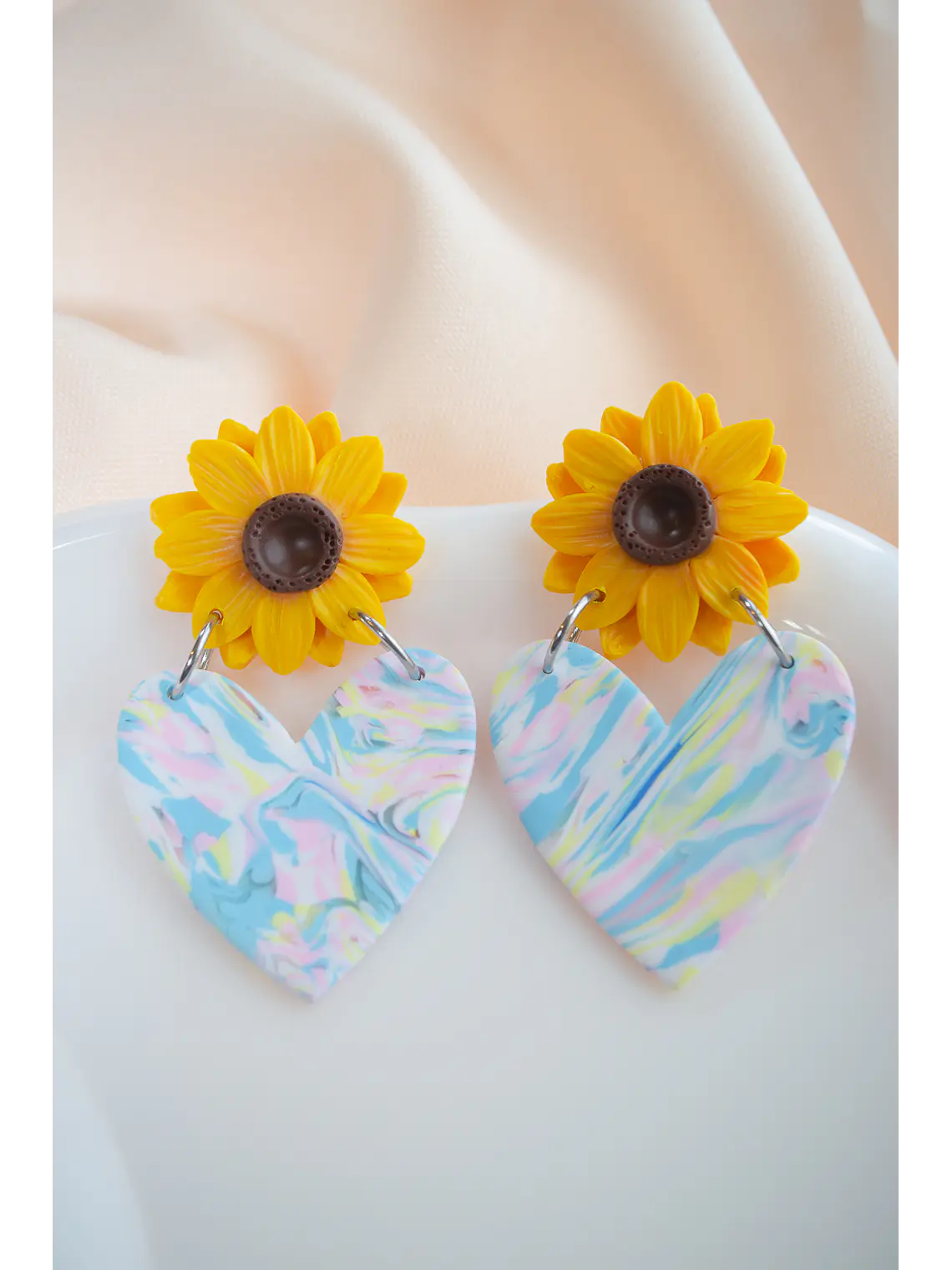 Aritos Girasol y Corazon multicolor  1