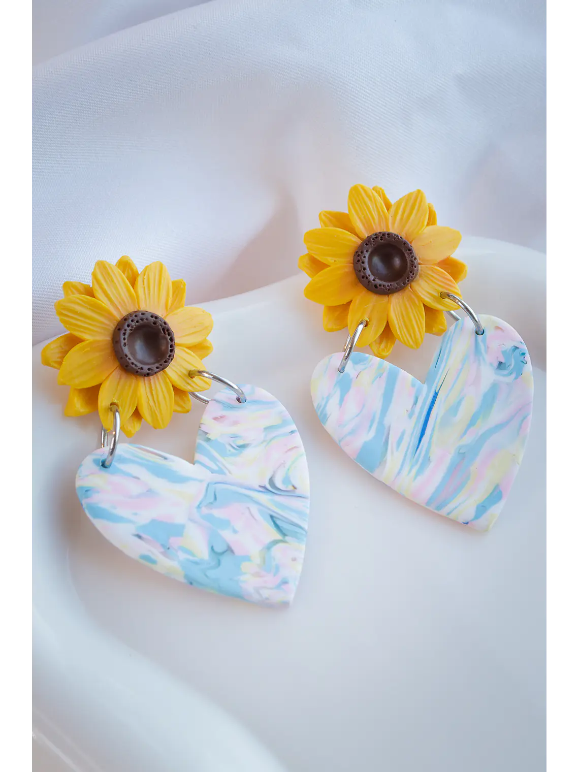 Aritos Girasol y Corazon multicolor  3