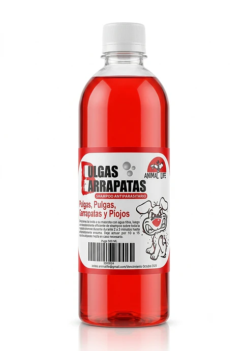Shampoo Antipulgas Y Garrapatas Animal Life 500 Ml
