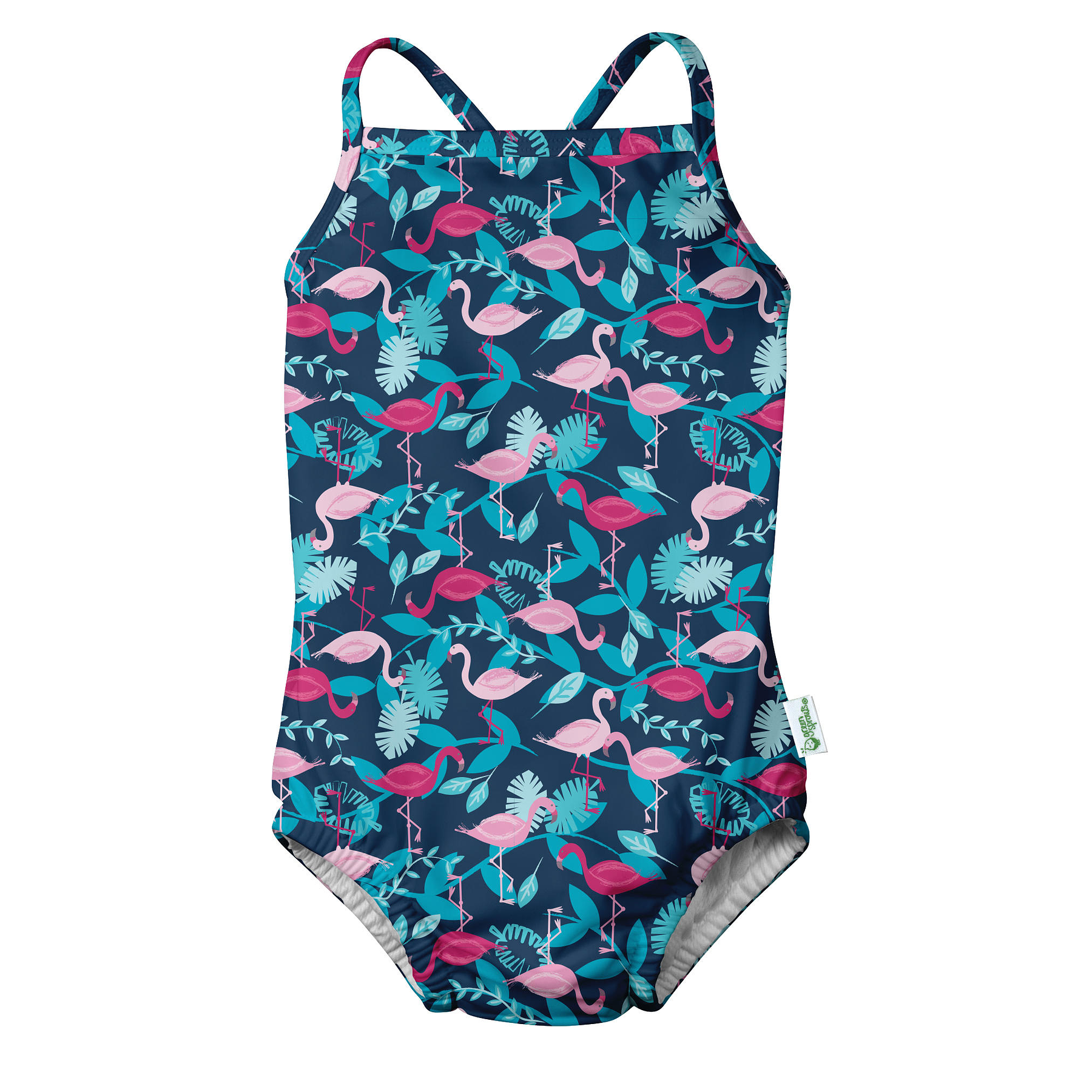 Traje de Baño con Pañal de Agua Tanksuit Flamingo Azul