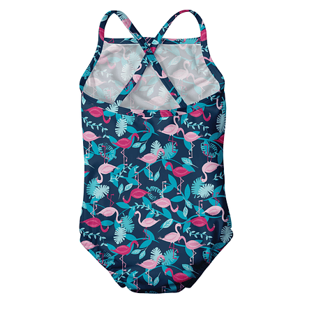 Traje de Baño con Pañal de Agua Tanksuit Flamingo Azul