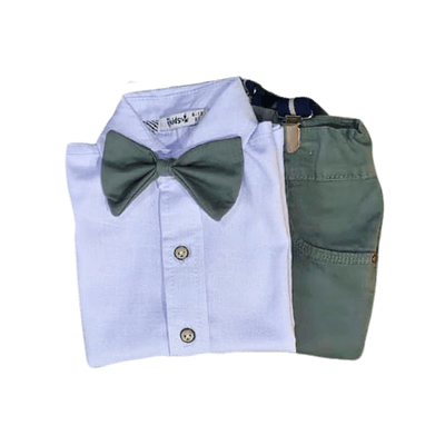 Conjunto de bebe fj kids camisa, bermuda y cargaderas - Verde Militar