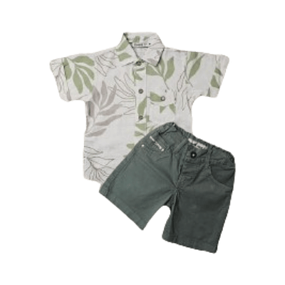 Conjunto de bebe fj kids camisa y bermuda - Verde Militar