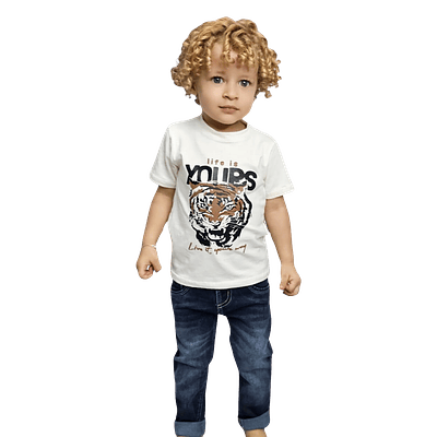 Conjunto de bebe fj kids camiseta estampado tigre y jeans