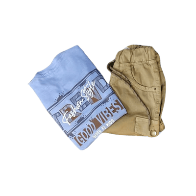 Conjunto Fj Kids Camiseta estampada + pantalon Jogger en drill - Azul 3