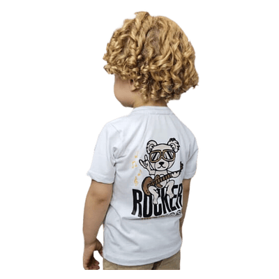 Conjunto bebe Fj Kids camiseta con estampado de oso y bermuda en dril - Blanco
