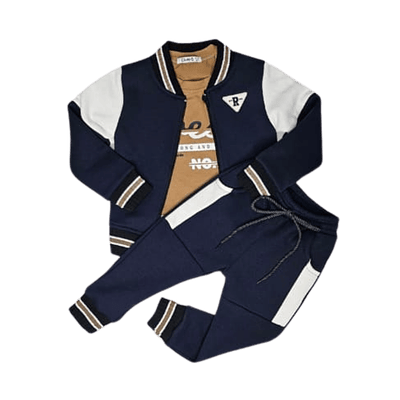 Conjunto Junior deportivo fj kids camiseta + sudadera + chaqueta - Azul Oscuro