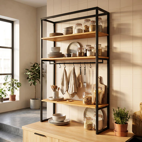 Estante de cocina abierto