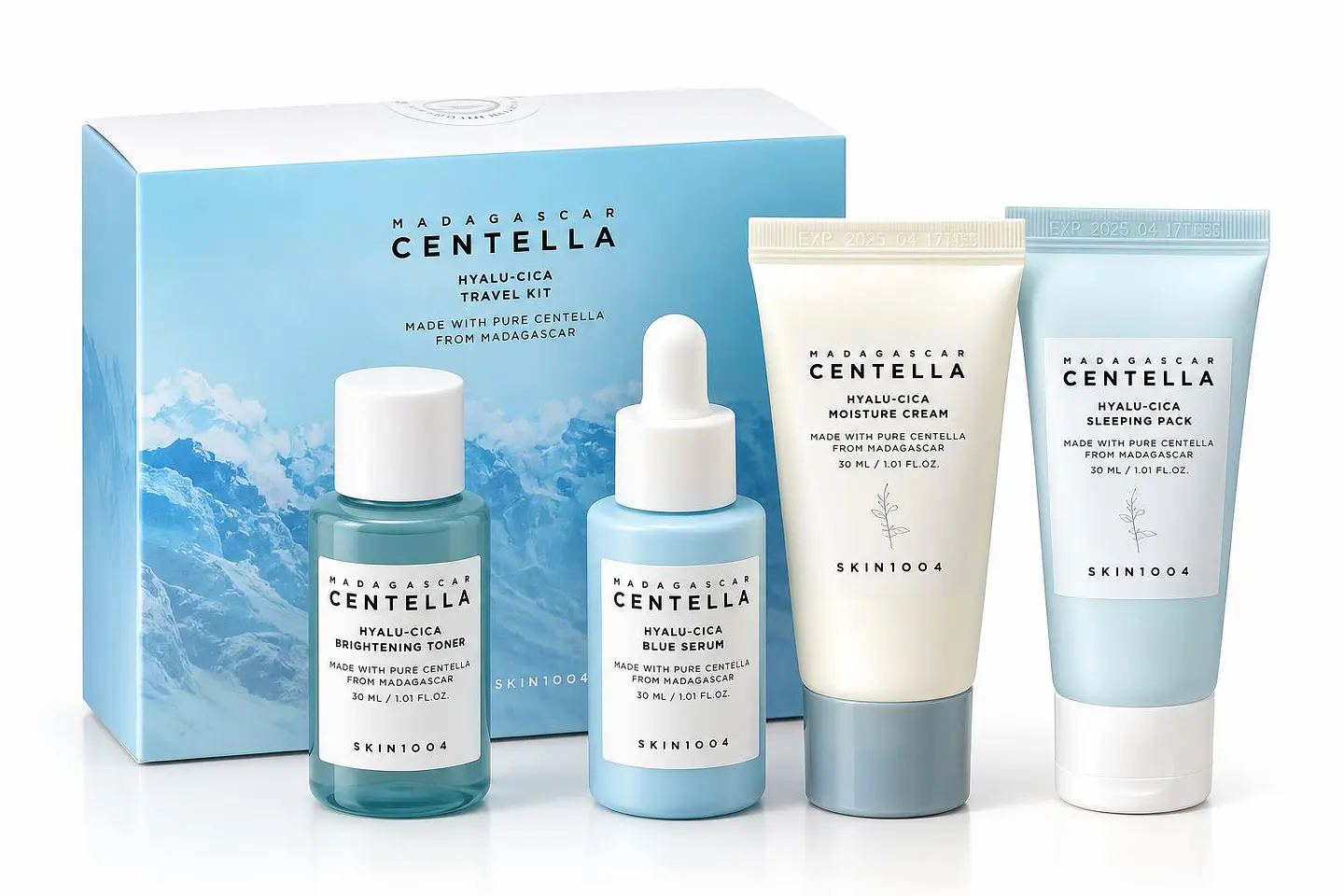 SKIN1004 Madagascar Centella Hyalu-Cica Travel Kit – Kit de Hidratação e Luminosidade (4 Produtos) 1