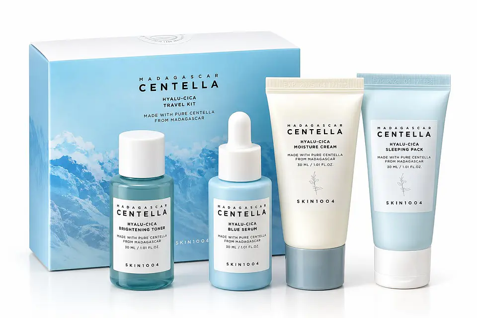 SKIN1004 Madagascar Centella Hyalu-Cica Travel Kit – Kit de Hidratação e Luminosidade (4 Produtos) 1