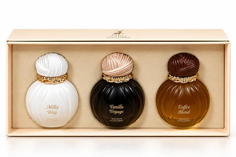 Maison Alhambra – Coffret de Perfumes Milky Way, Vanilla Voyage e Coffee Blend (3 Fragrâncias)
