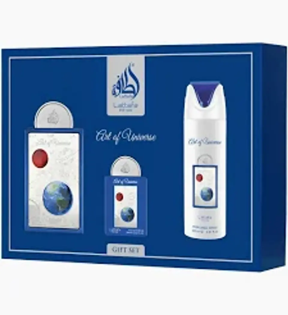 LATTAFA  SET ART OF UNIVERS 100 ML + 20 ML + DESODORANTE + PERFUMERO RECARGABLE UNISEX 1