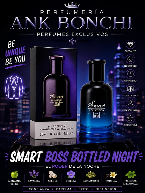 Smart 330 25ml dupe boss bottled night hombre 