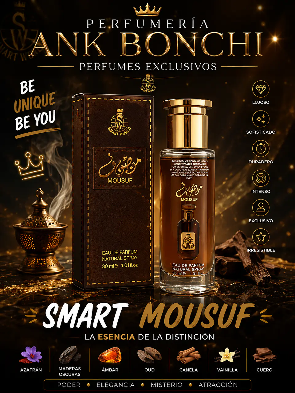 Smart mousuf 25ml (dupe de asad bourbon) hombre  1
