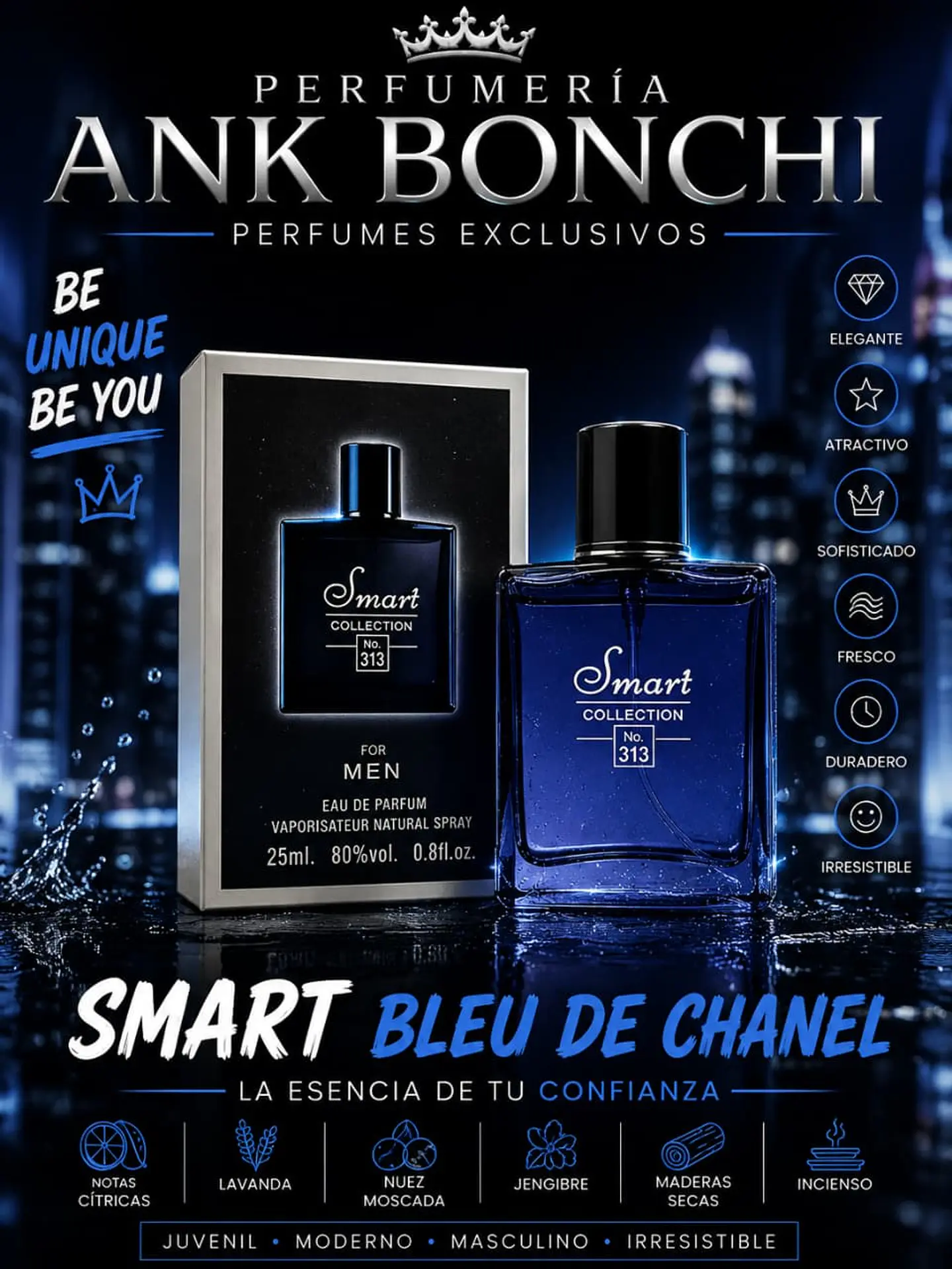 SMART 313 DUPE BLEU CHANNEL 25ML EDP (HOMBRE) 1