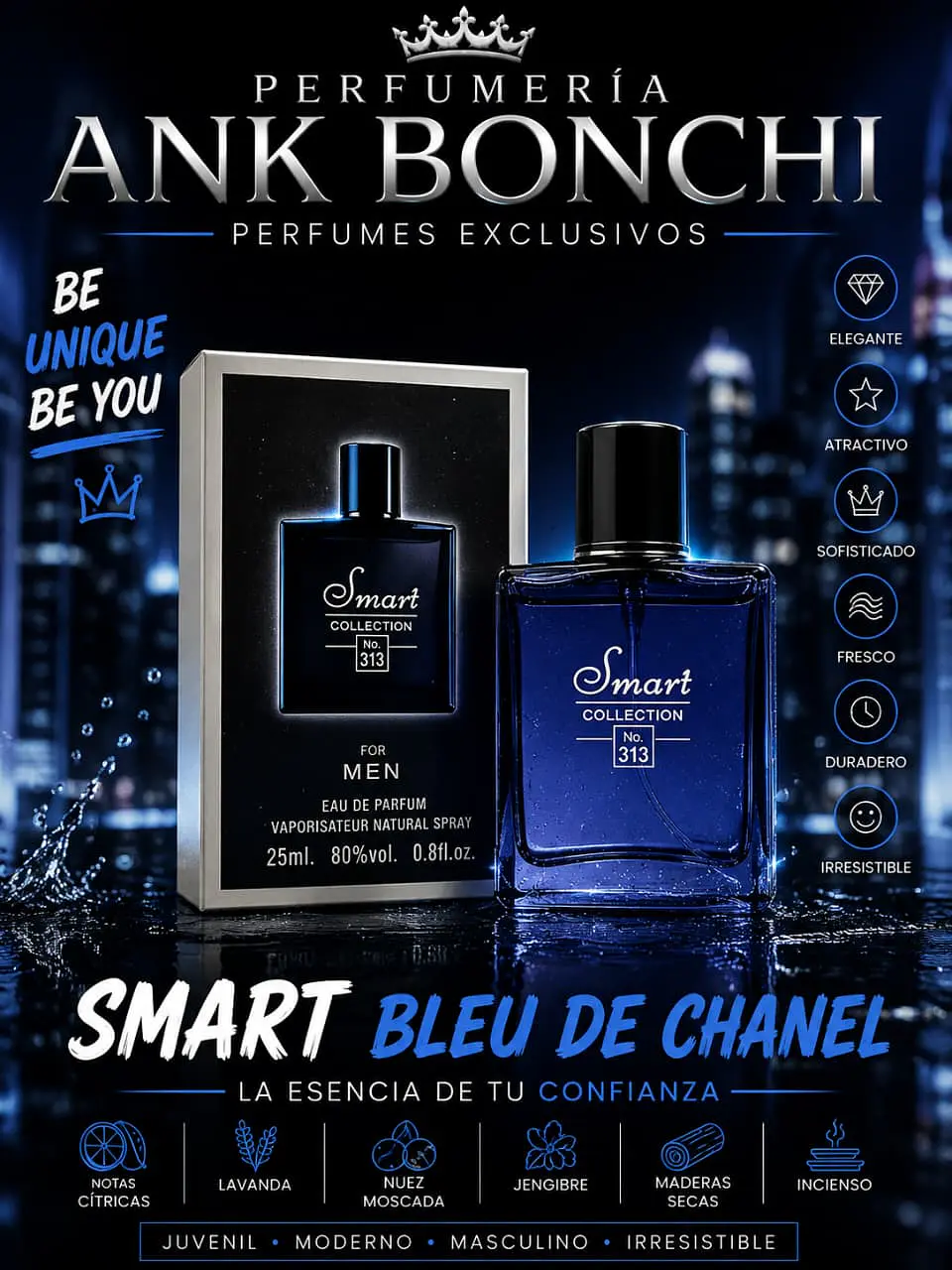 SMART 313 DUPE BLEU CHANNEL 25ML EDP (HOMBRE) 1