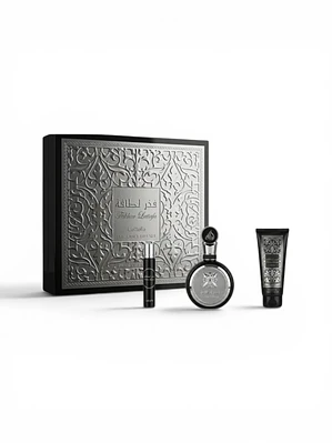 Lattafa estuche fakhar black edp 100 ml + 12 ml + sg 100 ml